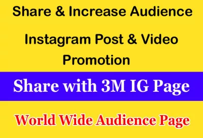 Instagram Post or Video Promotion Marketing on my 3M IG Page and Gain Audience
